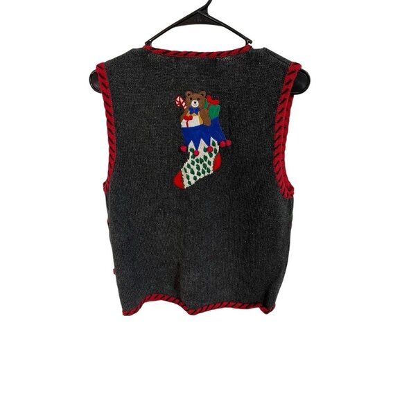 Vintage SEGUE Women's M Holiday Sweater Vest Christmas Theme Mittens Stockings - Picture 5 of 5